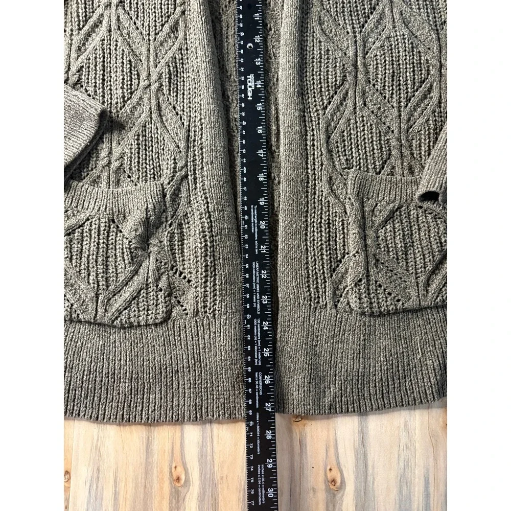 Heart N Crush Womens Taupe Brown Cable Knit Open Front Cardigan Sweater Medium